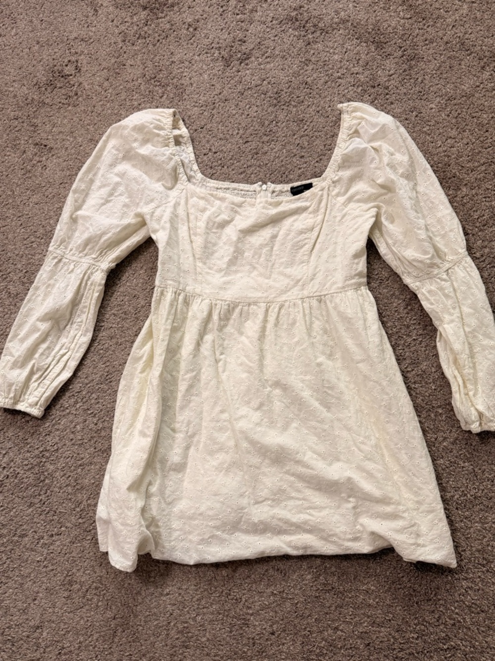 Cream Eyelet Babydoll Dress